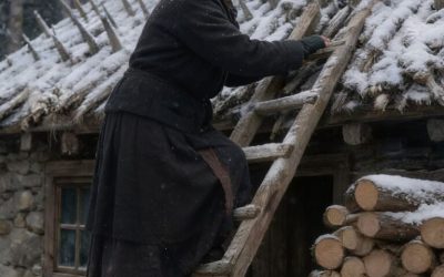 An elderly woman spent the whole summer and autumn fixing sharp wooden stakes across her roof. Neighbors were convinced she’d lost her sanity… until winter finally arrived.